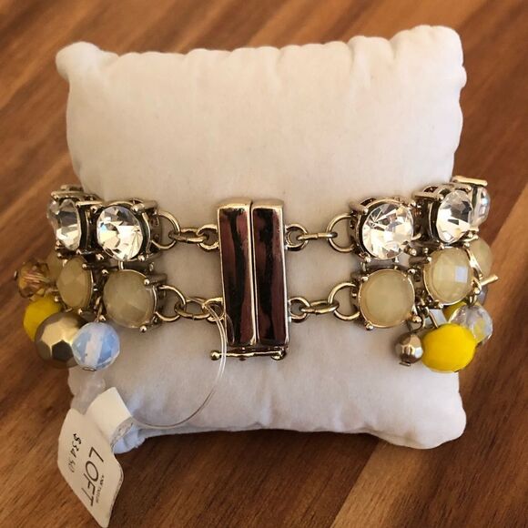 LOFT | Rhinestone Beaded Dangle Bracelet | 7” Length - Picture 4 of 4